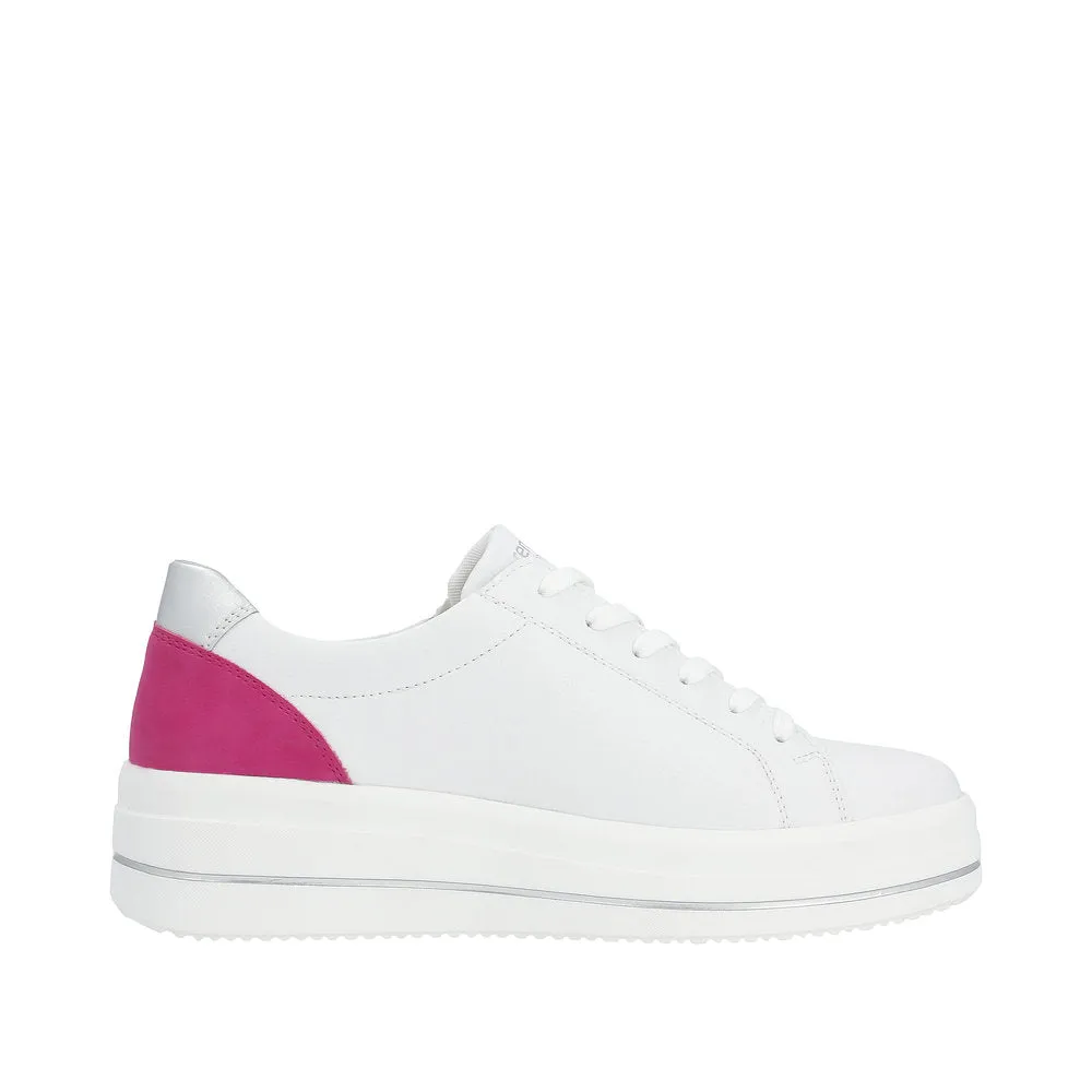 Remonte D1C01-80 Ladies White Leather Zip & Lace Trainers