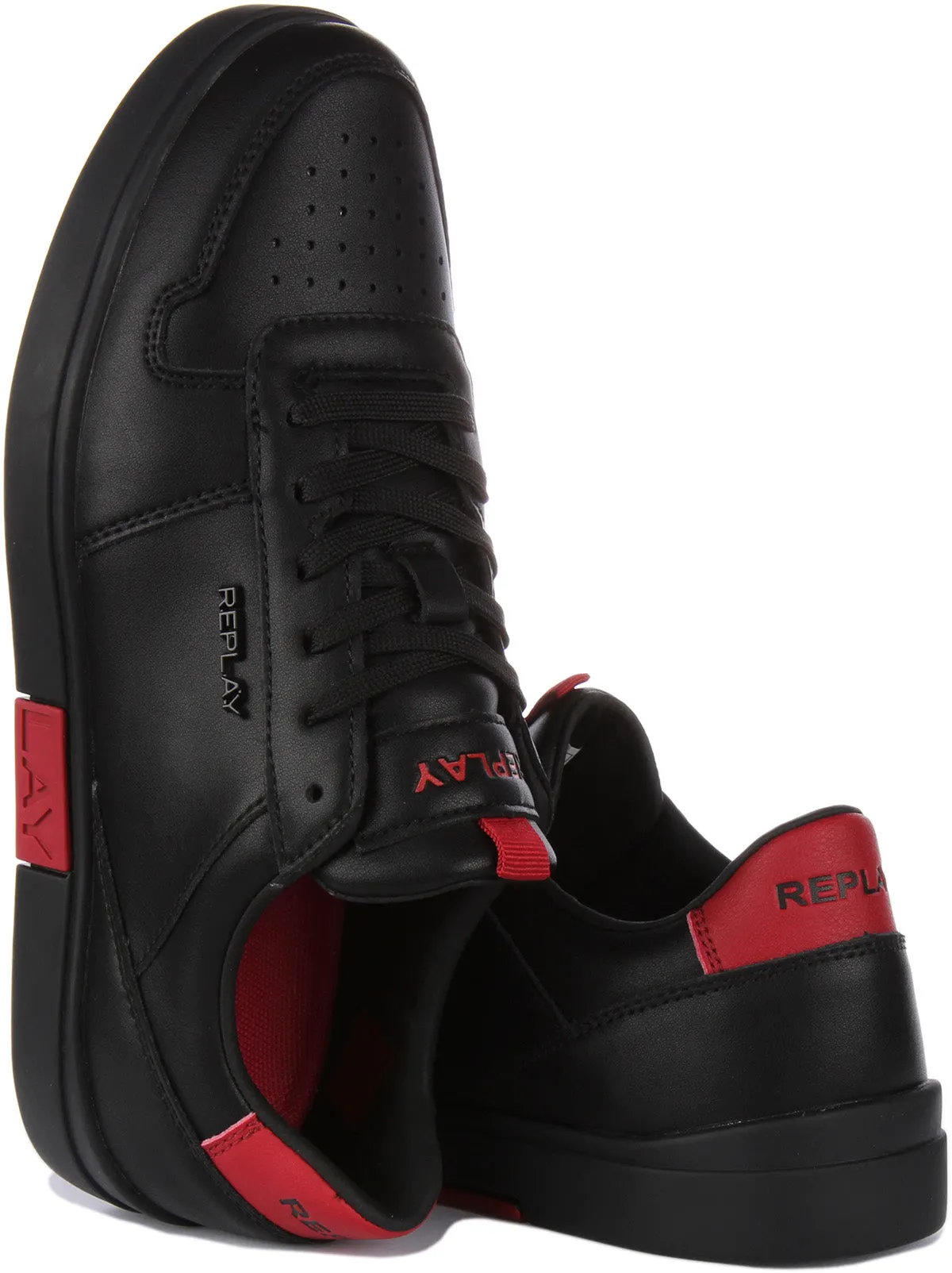 Replay Polaris Court In Black Red For Men