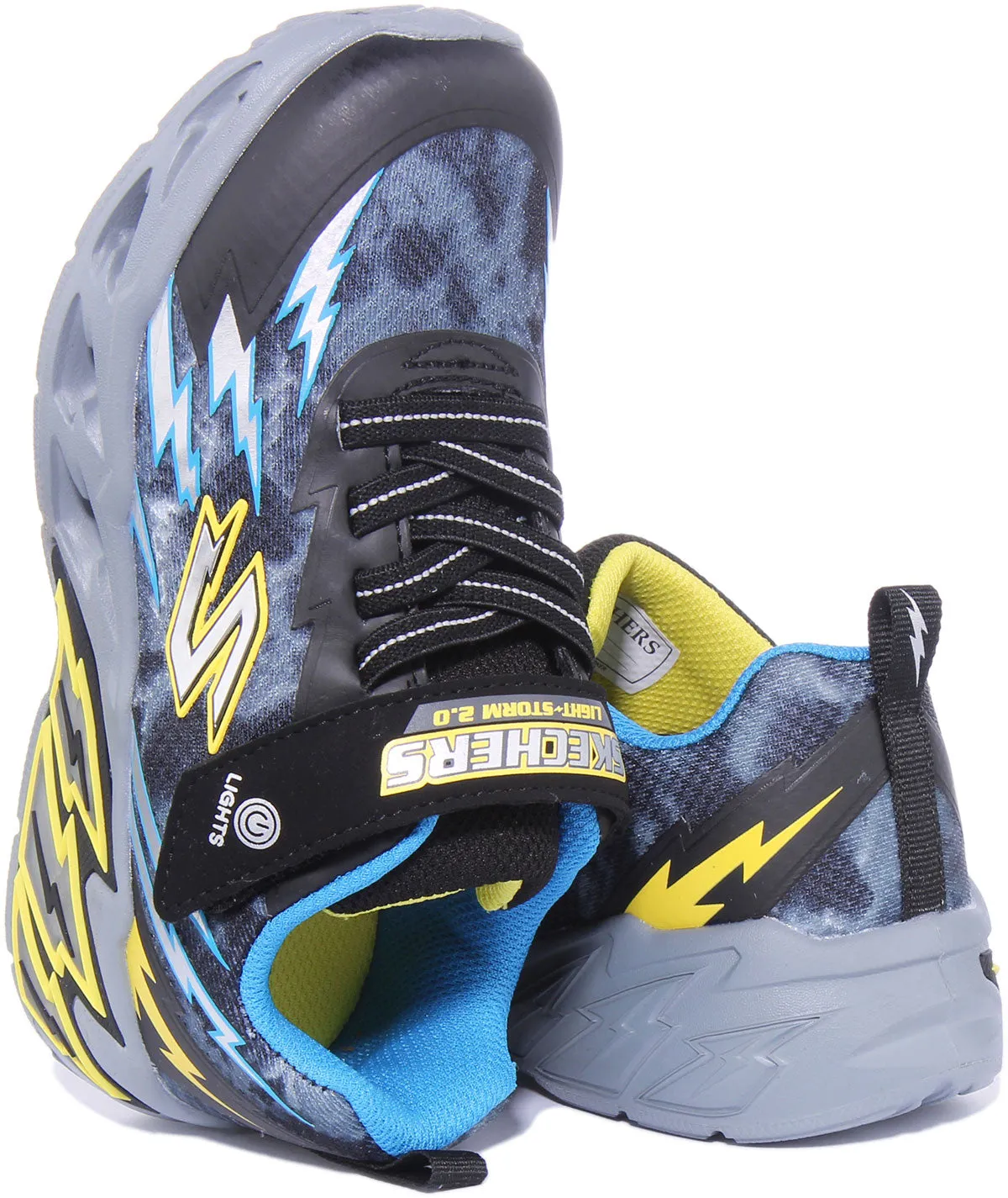 Skechers Light Storm 2.0 In Grey Black For Kids