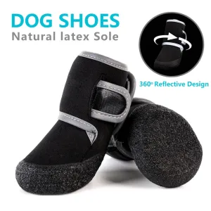 Soft Pet Shoes for Spring/Autumn - Waterproof Rubber-Covered Sole Dogs Shoes - Night Reflection Diving Fabric - Lightweight Leisure Dogs Boots