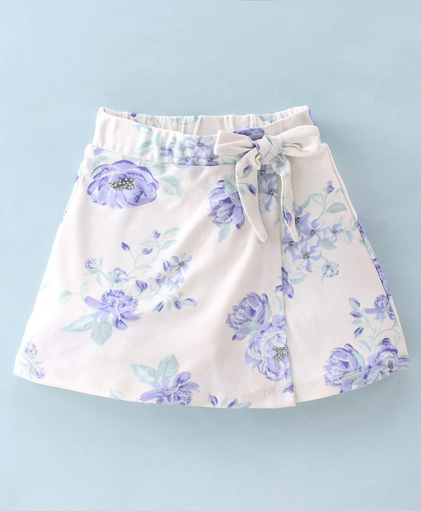 Solid Frilled Top Floral Flapped Short Set