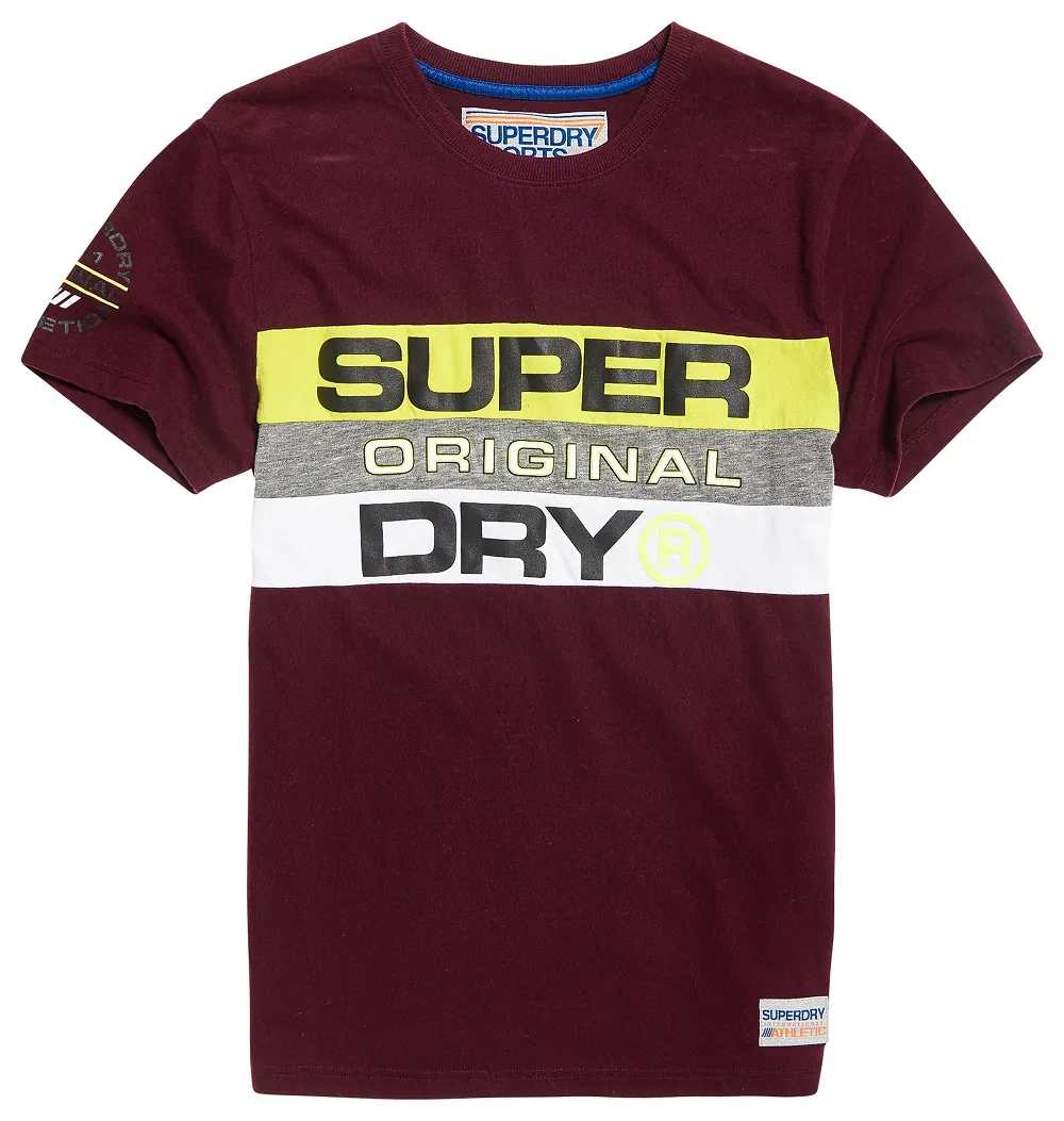 Superdry MENS TROPHY PANEL TEE WINERY