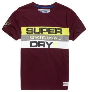 Superdry MENS TROPHY PANEL TEE WINERY