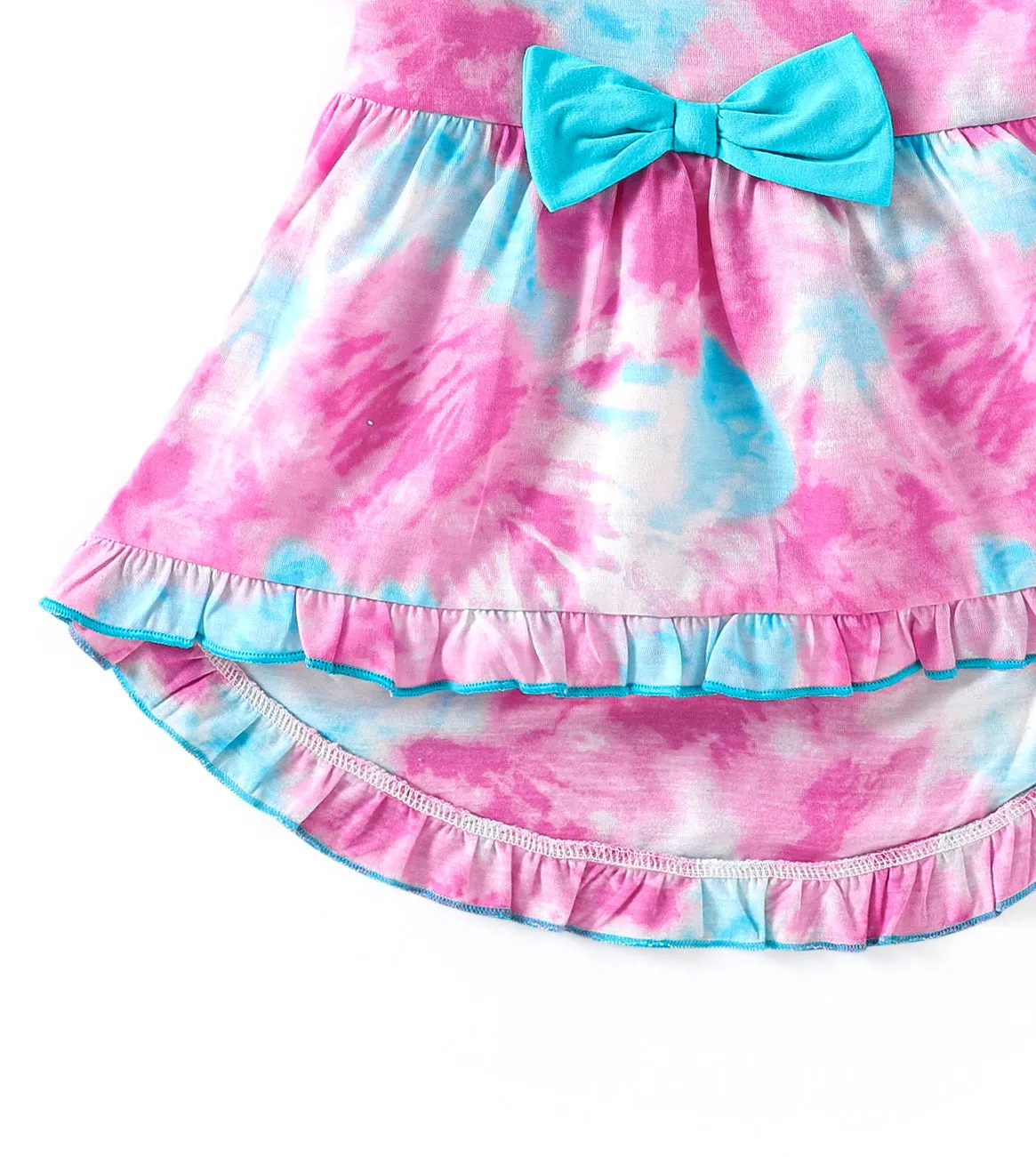 Tie and Dye Frill with Bow Top Shorts Set