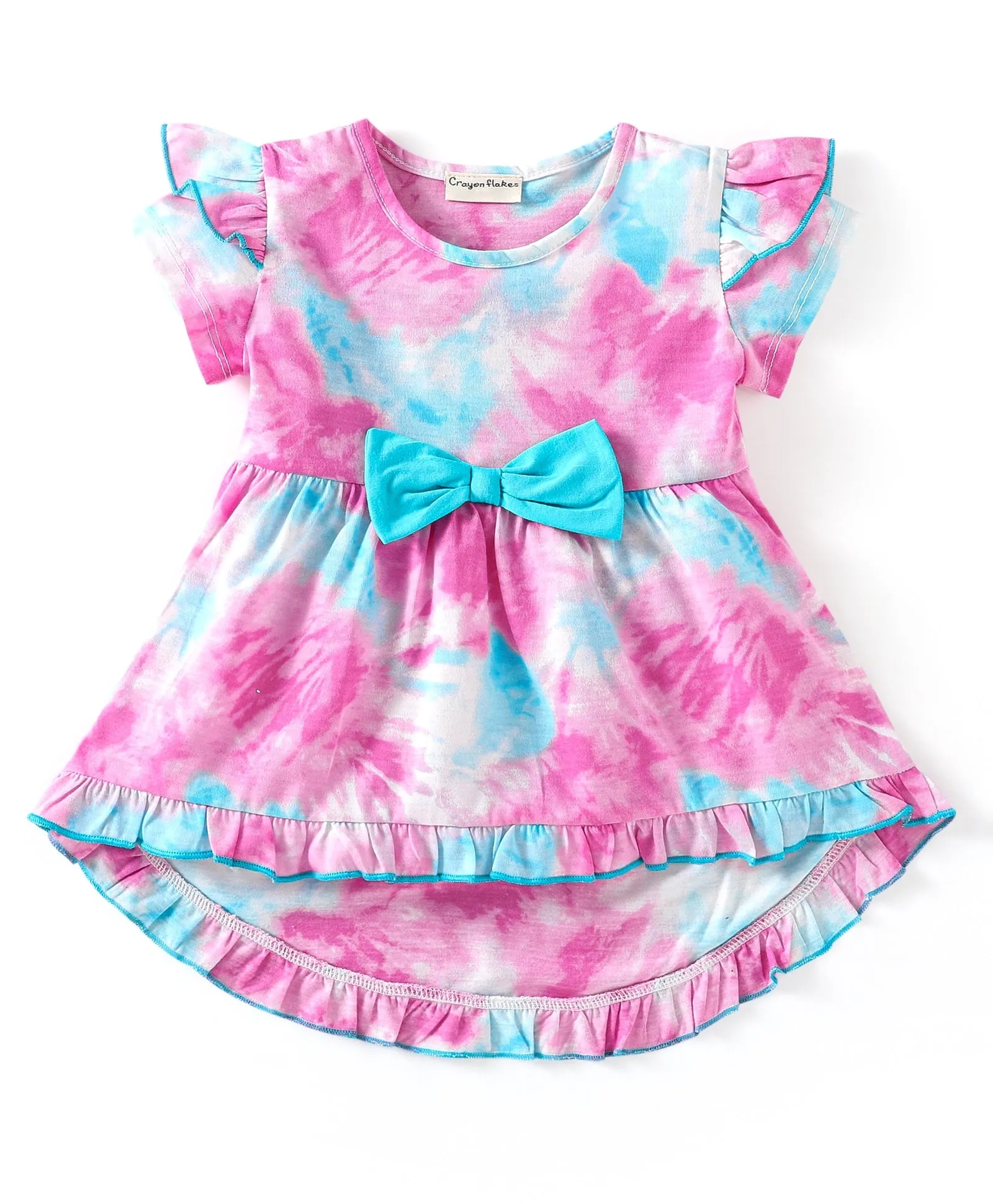 Tie and Dye Frill with Bow Top Shorts Set