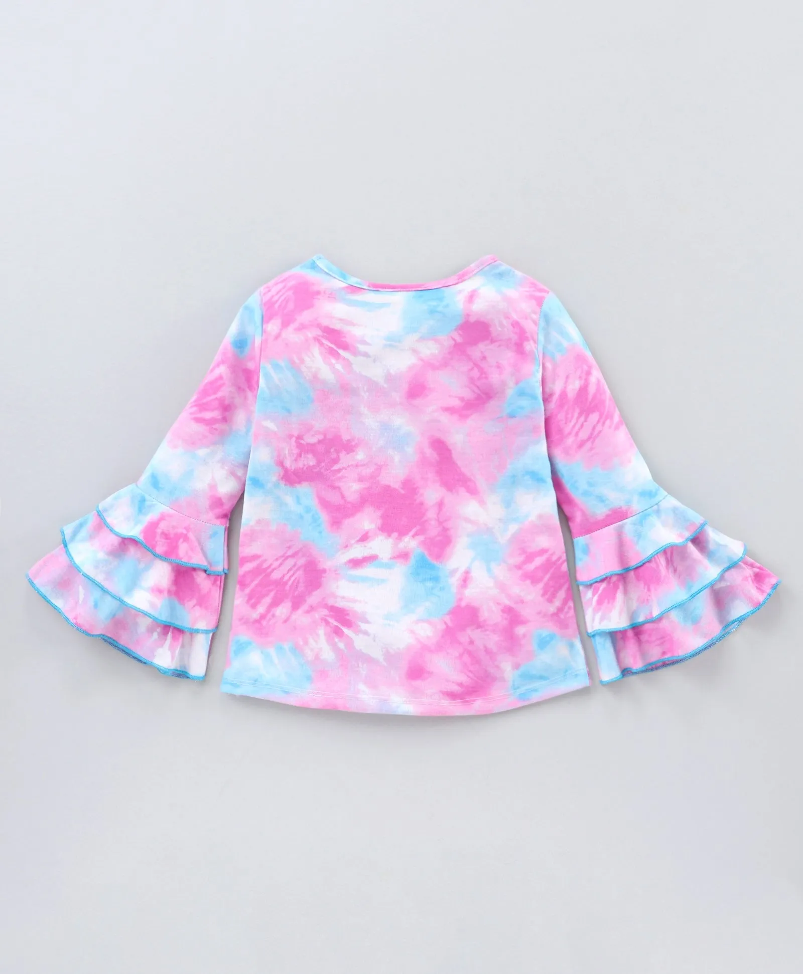 Tie and Dye Sleeves Frill Top Leggings Set