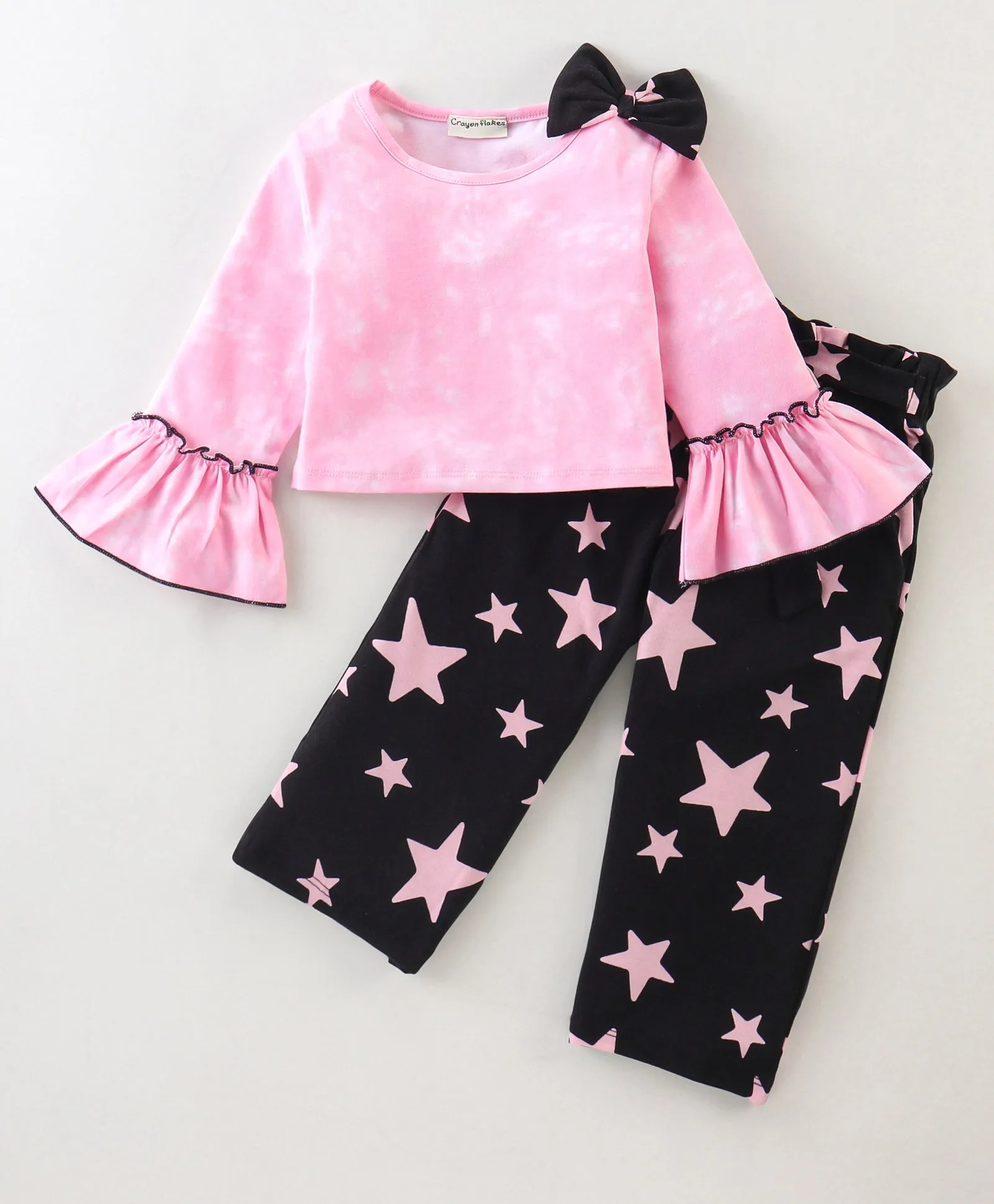 Tie Dye Frilled Top and Stars Palazzo Set