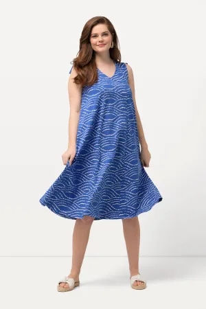 Ulla Popken Wave Print Blue Dress