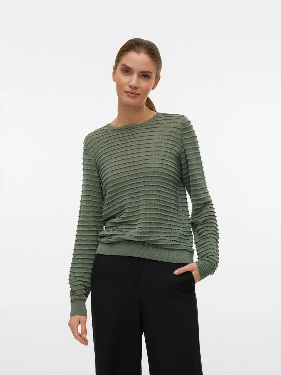 Vmerica Ls O-neck Pullover Ga Boo - Oud Groen