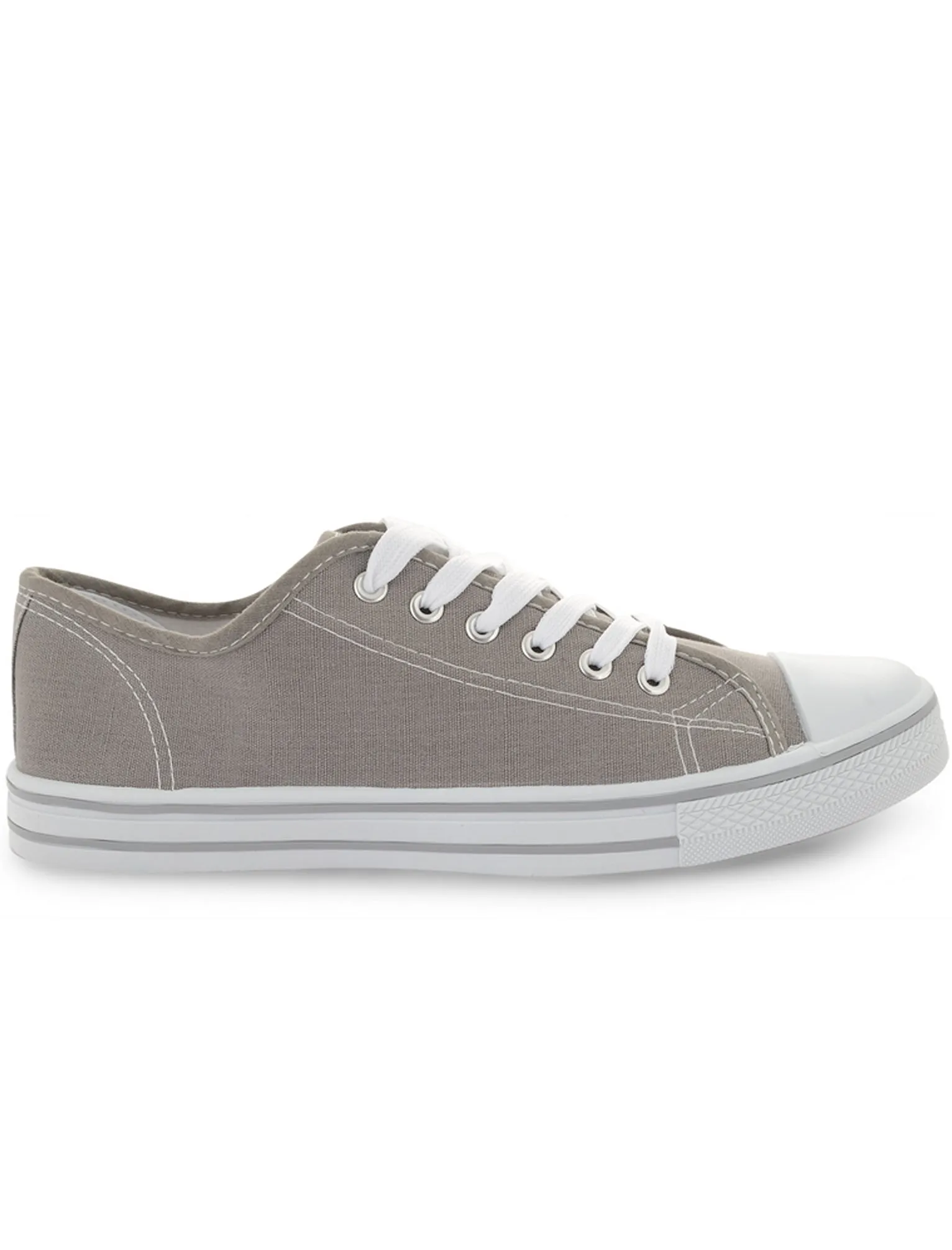 Womens Baltimore Low Top Lace Up Canvas Trainers In Grey