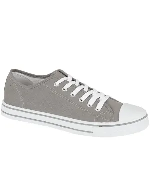 Womens Baltimore Low Top Lace Up Canvas Trainers In Grey