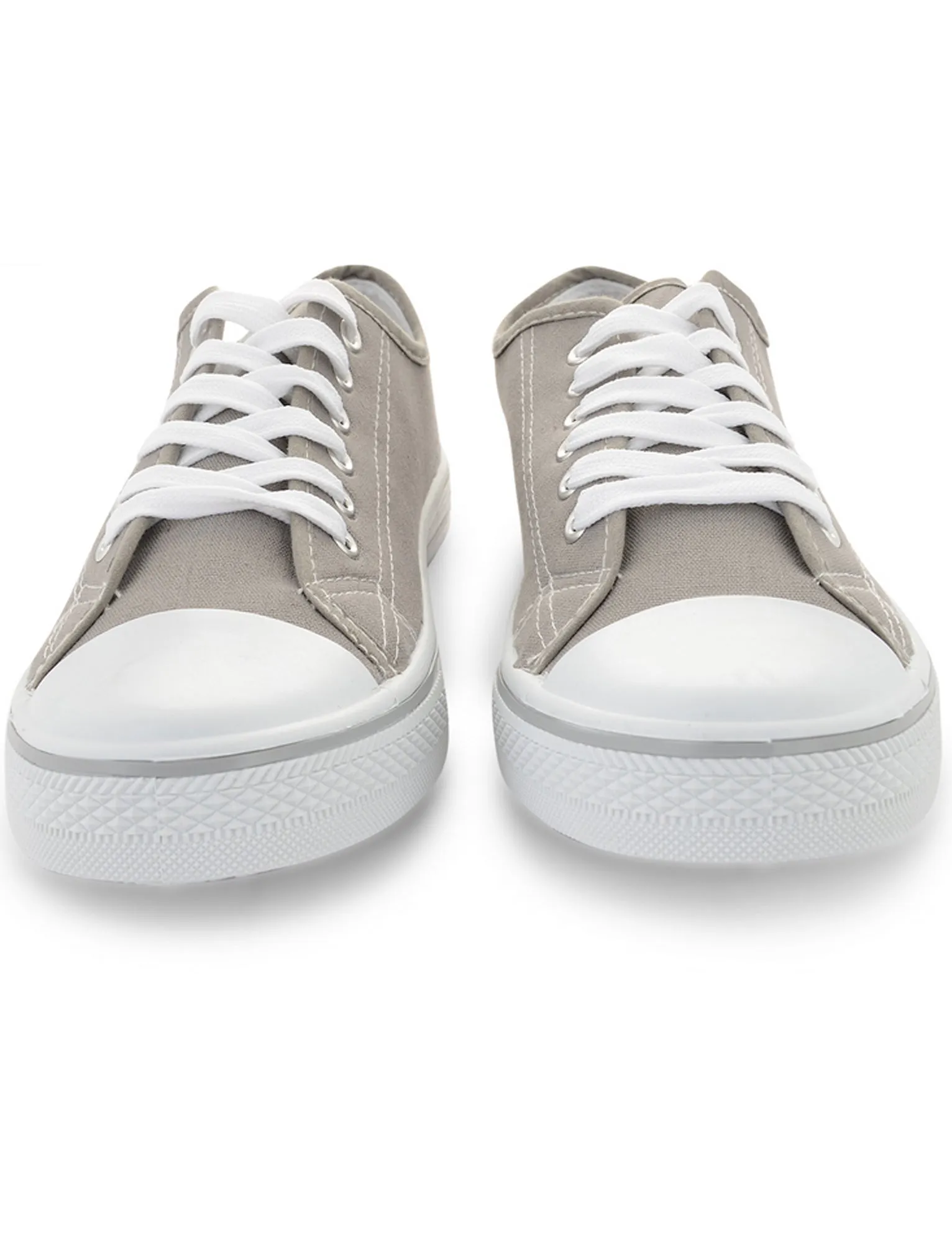 Womens Baltimore Low Top Lace Up Canvas Trainers In Grey