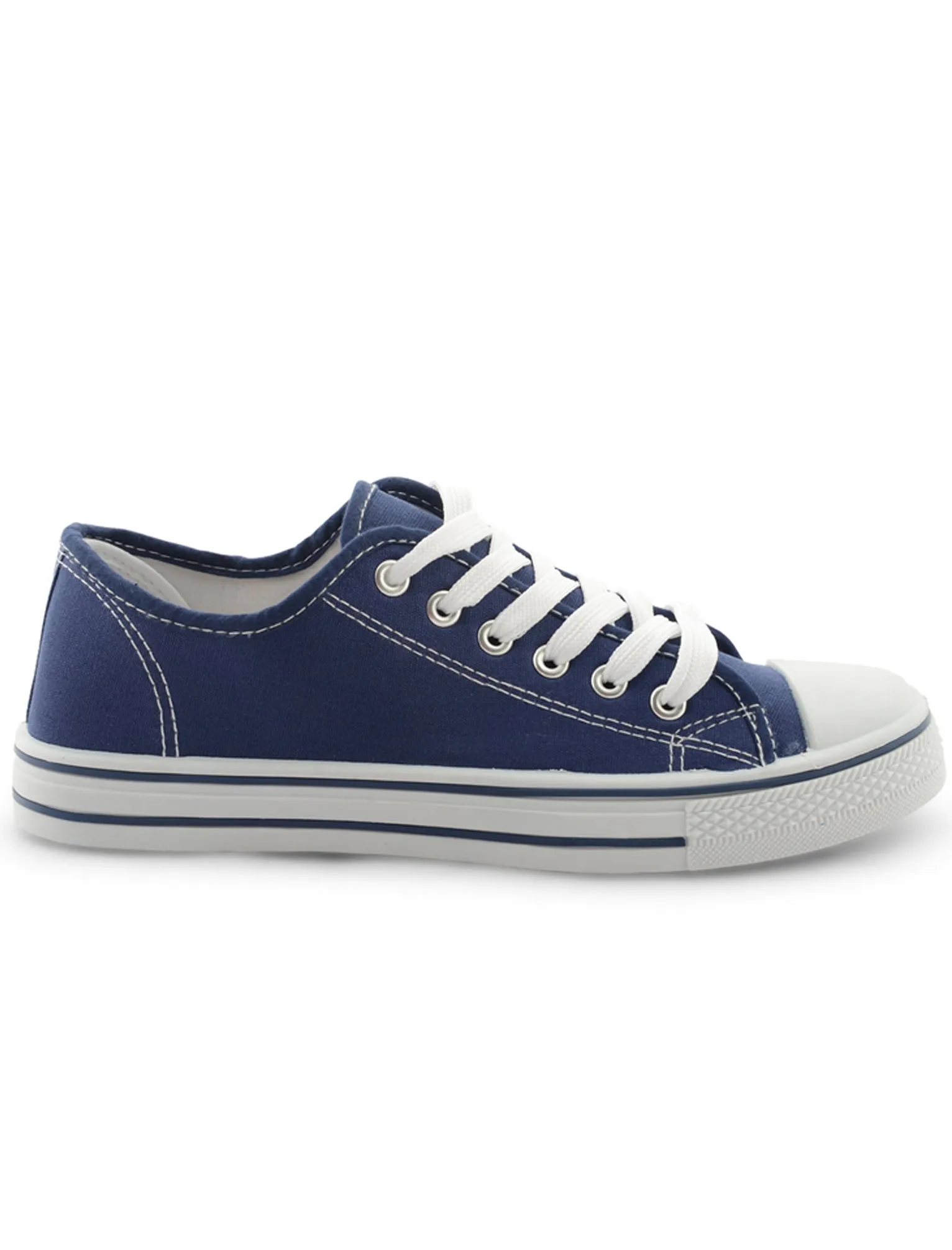 Womens Baltimore Low Top Lace Up Canvas Trainers In Navy