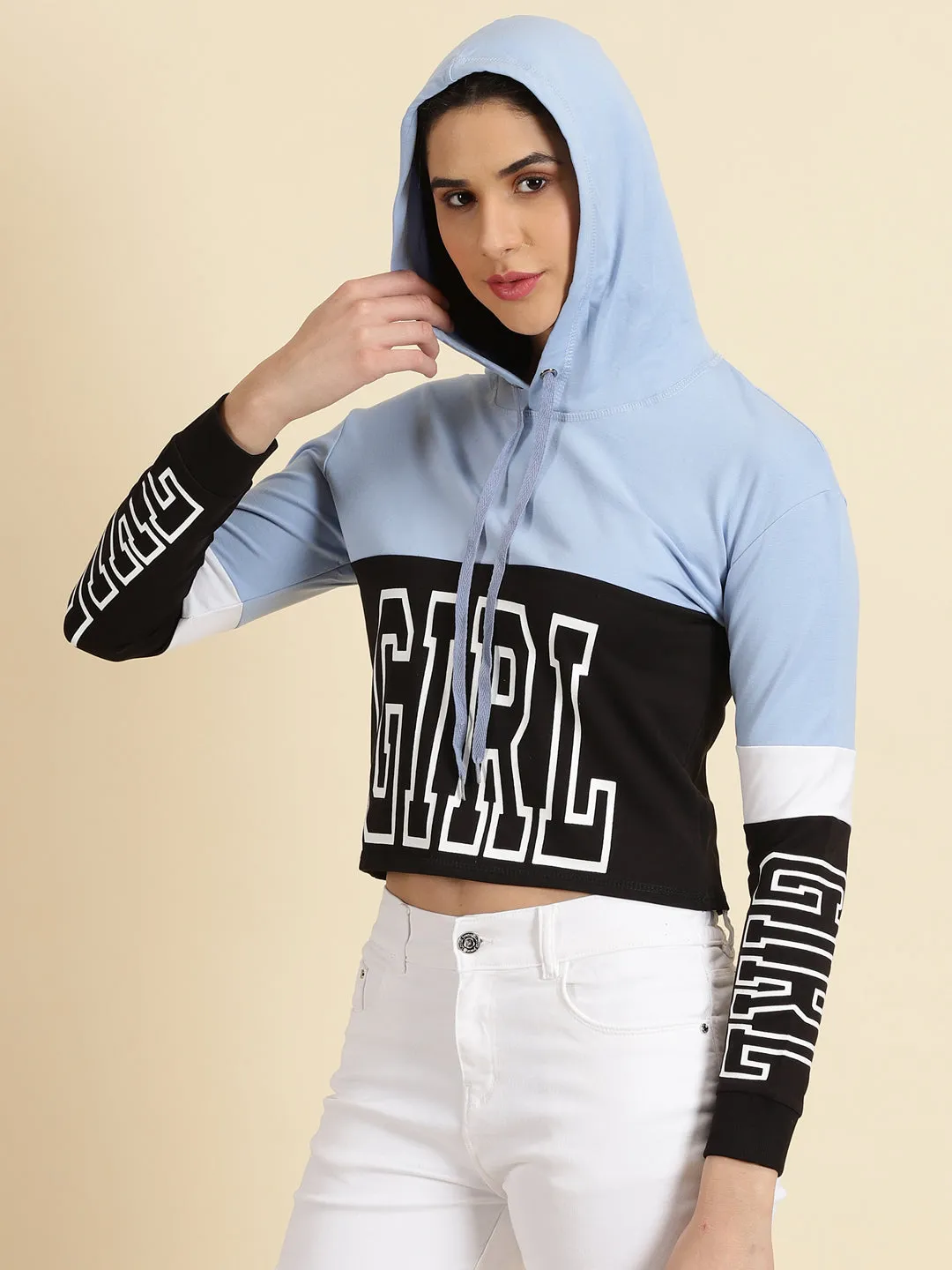 Women's Blue Colourblock Sweatshirt